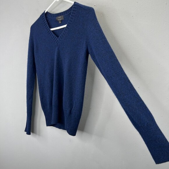 J Crew Cashmere Wool Sweater XS Blue V Neck Pullover Cozy Soft Long Sleeve - Picture 2 of 5